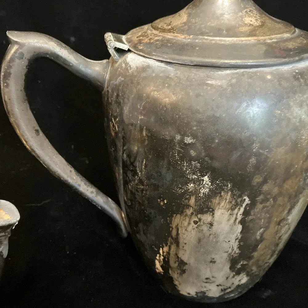 Set of 2 FB Rogers Co 1883 Silver-plate Tea /Coffee Pot (w/lid) Creamer (no lid)